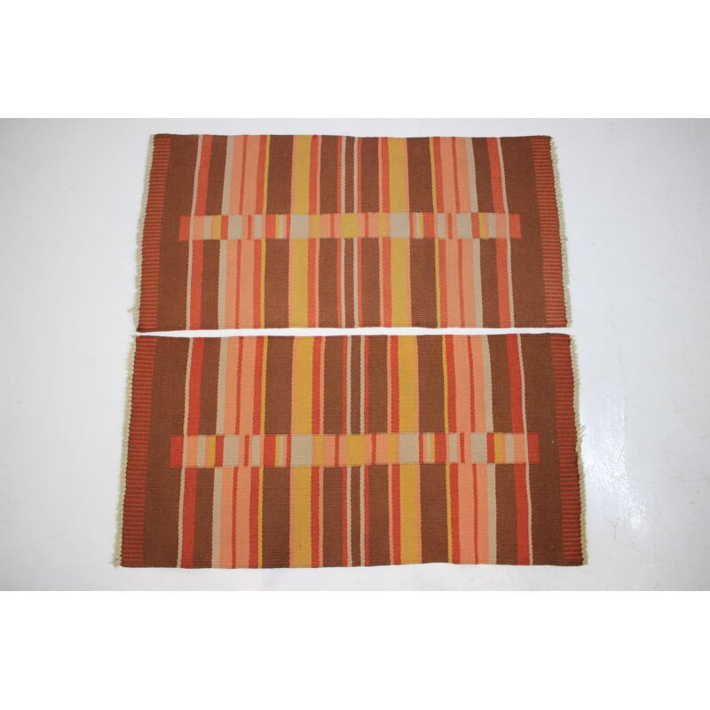 Pair of vintage geometric rugs by Antonín Kybal, 1950