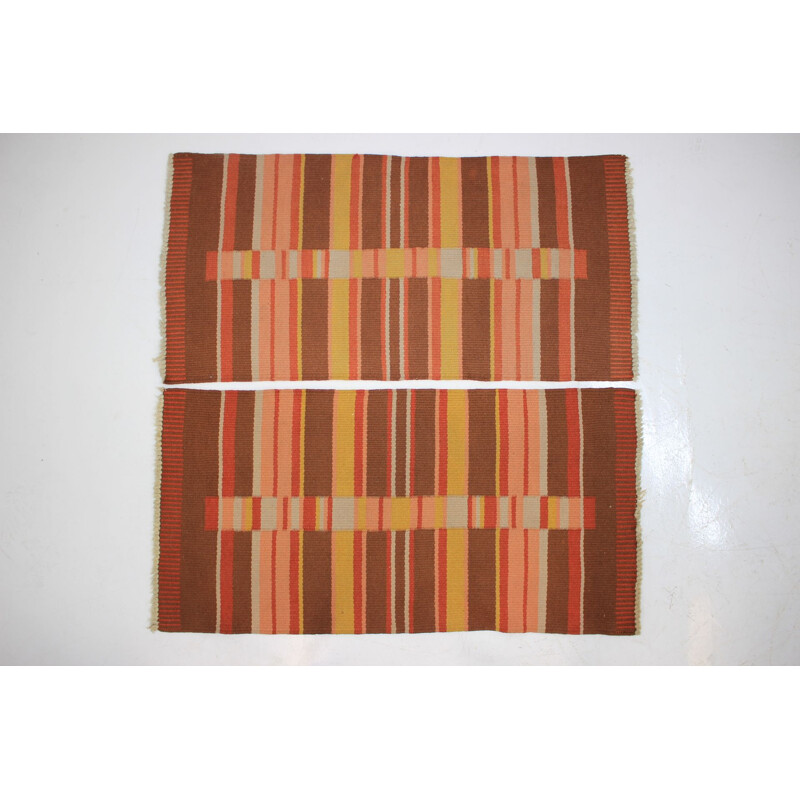 Pareja de alfombras geométricas vintage de Antonín Kybal, 1950