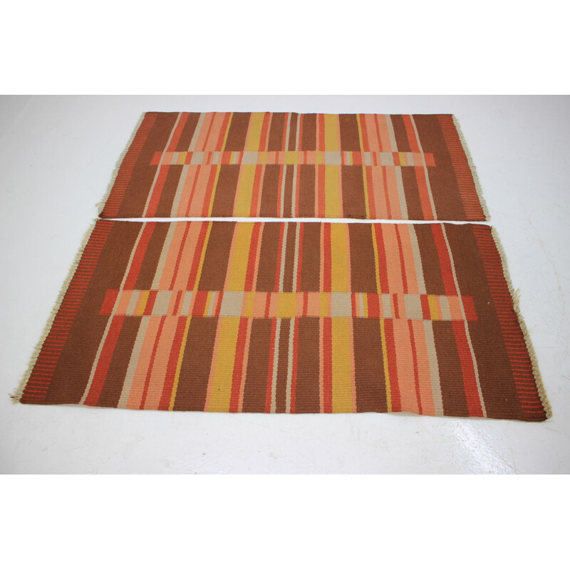 Paire de tapis vintage géométriques par Antonín Kybal, 1950