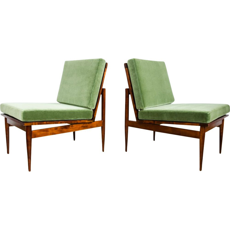 Pair of vintage green armchairs, 1965