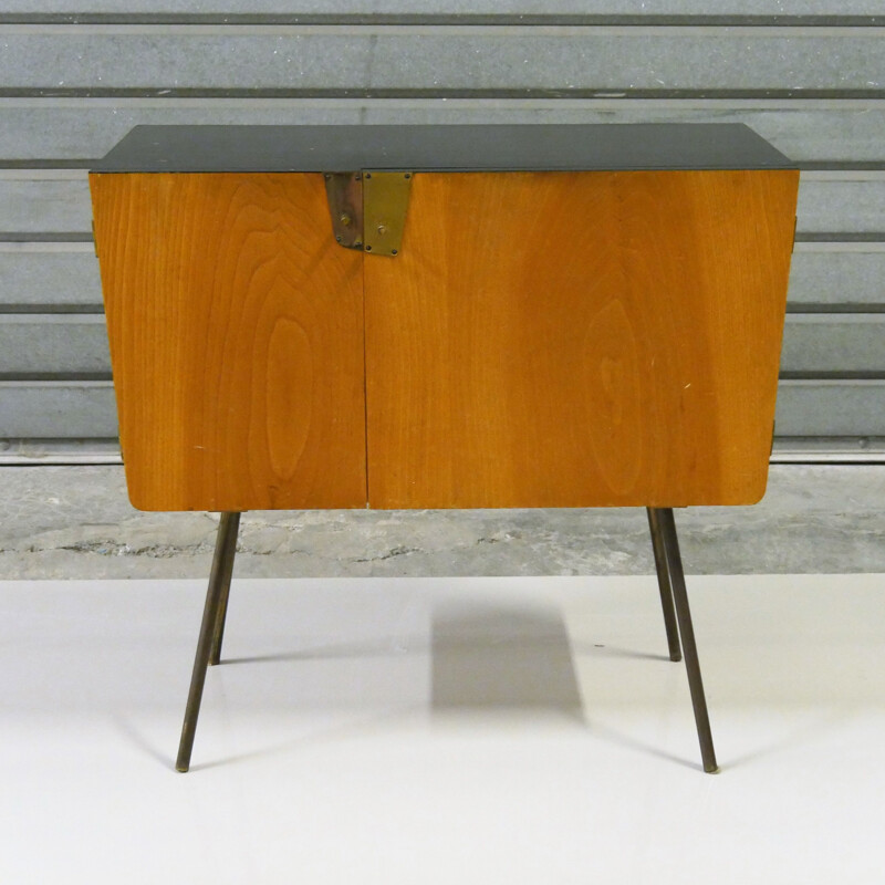 Vintage cabinet in ash and black laminate by Verralux, 1960