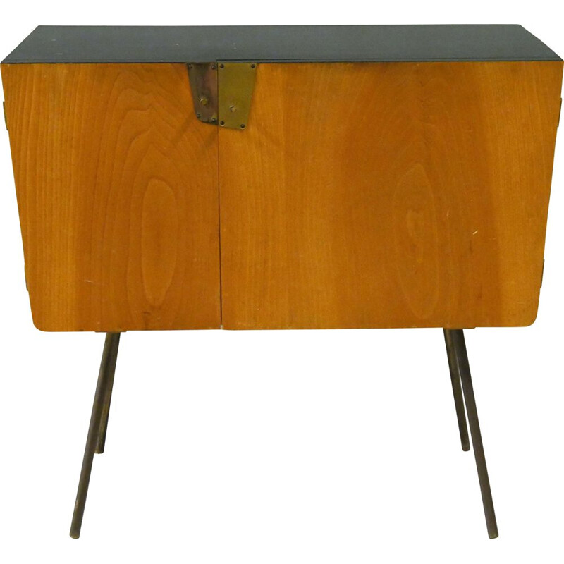 Vintage cabinet in ash and black laminate by Verralux, 1960