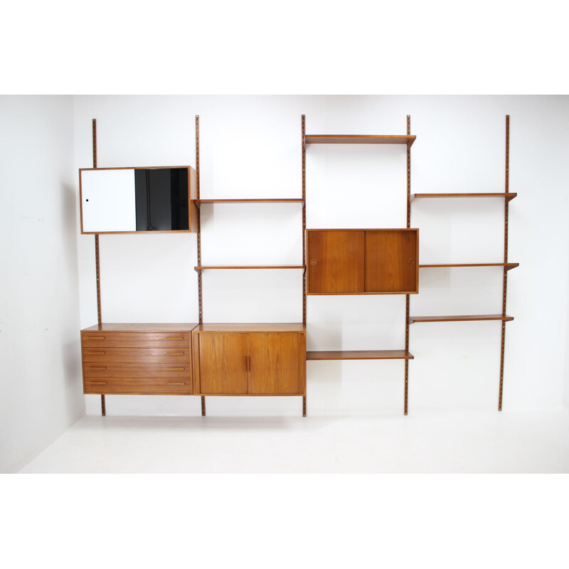 Vintage Teak Shelving Wall System by Kai Kristiansen for FM Møbler, Denmark 1960s