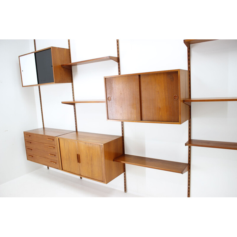 Vintage Teak Shelving Wall System by Kai Kristiansen for FM Møbler, Denmark 1960s