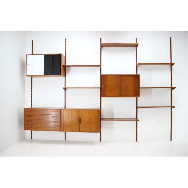 Vintage Teak Shelving Wall System by Kai Kristiansen for FM Møbler, Denmark 1960s