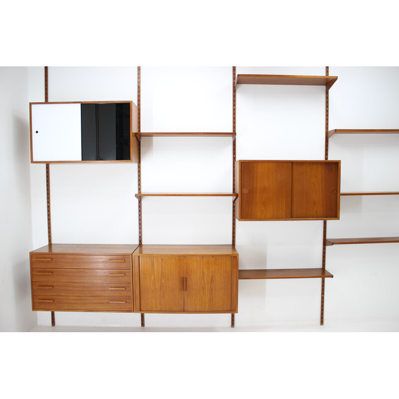 Vintage Teak Shelving Wall System by Kai Kristiansen for FM Møbler, Denmark 1960s