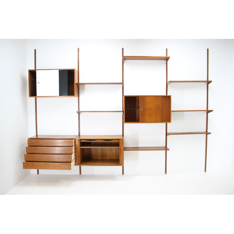 Vintage Teak Shelving Wall System by Kai Kristiansen for FM Møbler, Denmark 1960s