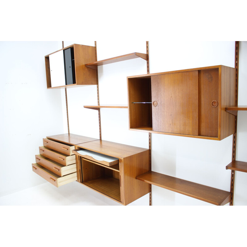 Vintage Teak Shelving Wall System by Kai Kristiansen for FM Møbler, Denmark 1960s