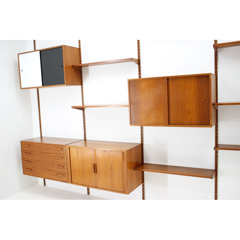 Vintage Teak Shelving Wall System by Kai Kristiansen for FM Møbler, Denmark 1960s