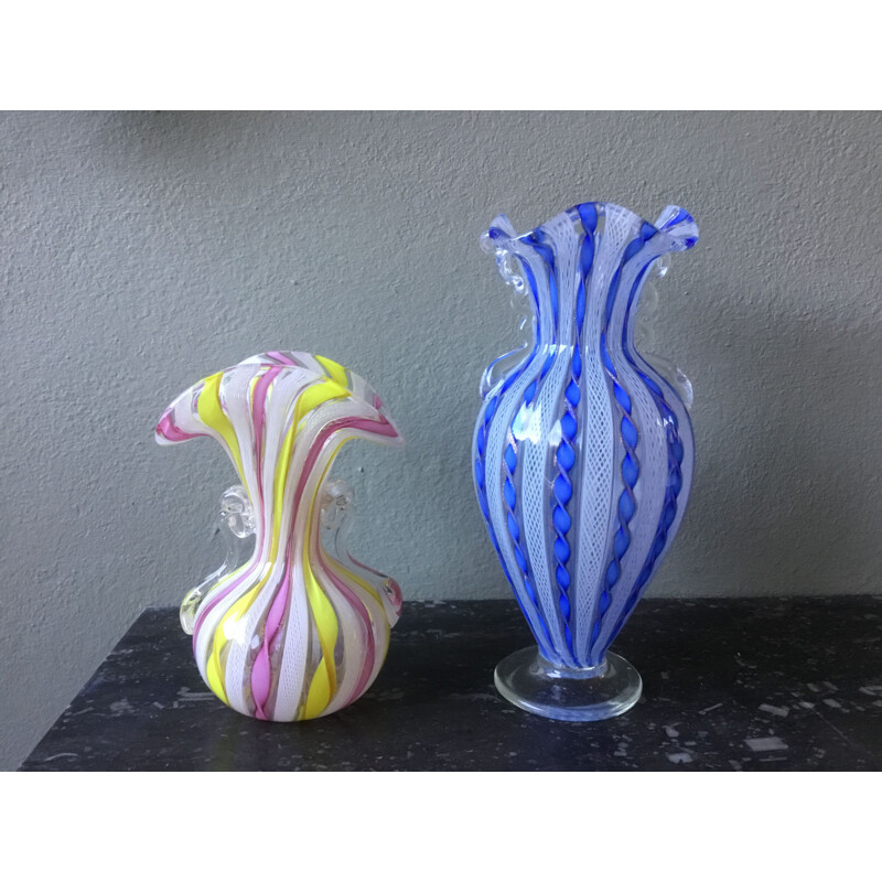 Vintage set of colourful Murano Glass Vases by Venini, 1950