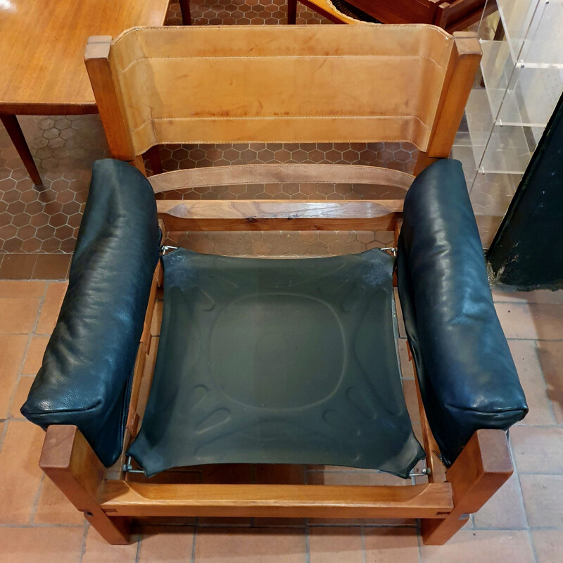 Vintage Pair of Pierre Chapo S15 Armchairs in Elm and Leather, 1960 