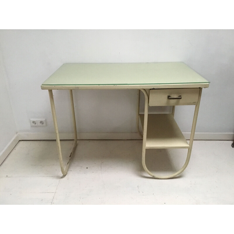 Vintage Small metal industrial bauhaus desk 1930