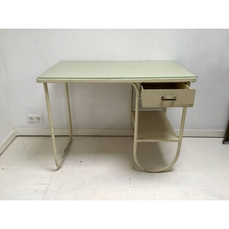 Vintage Small metal industrial bauhaus desk 1930