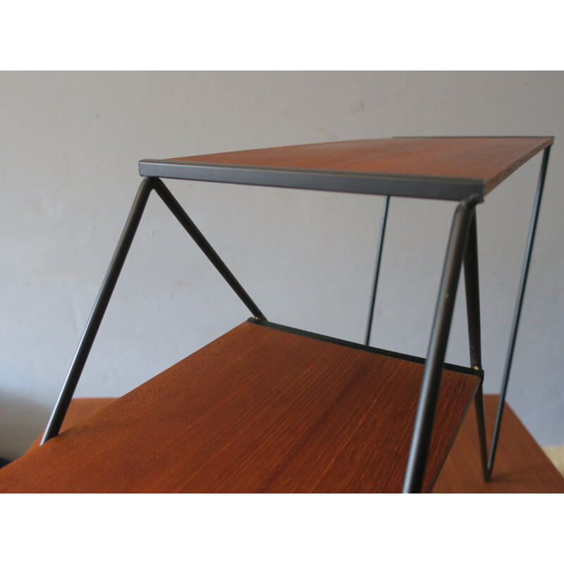 Vintage Danish Teak and Metal Shelf, 1960