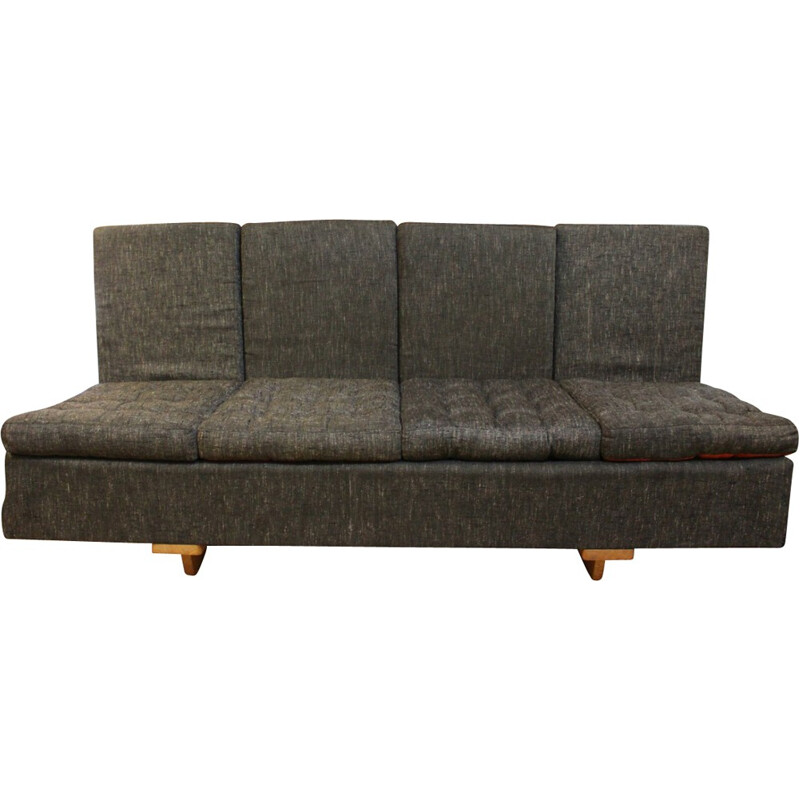 Sofa in oakwood, R. GUILLERME & J. CHAMBRON - 1960s