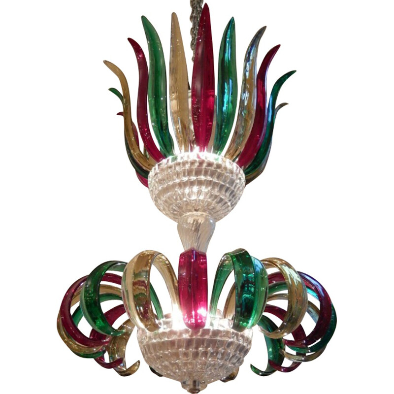 Vintage chandelier in Murano blown glass - 1960s