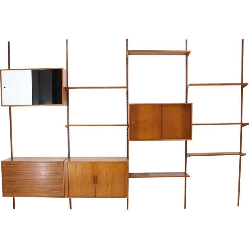 Vintage Teak Shelving Wall System by Kai Kristiansen for FM Møbler, Denmark 1960s