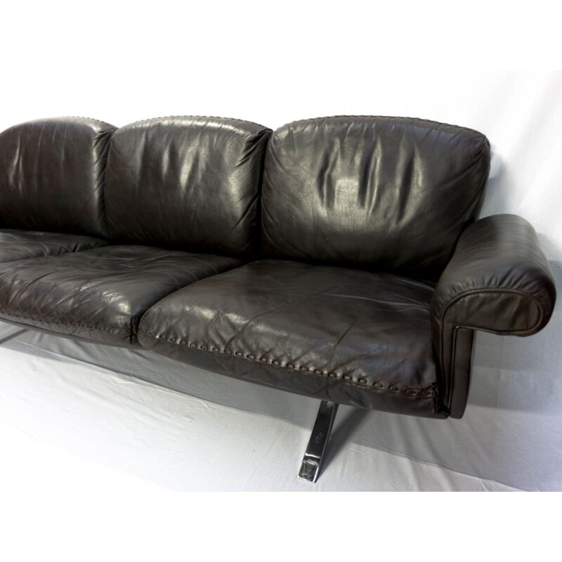 Vintage DS 31 brown leather 3-seater sofa by De Sede