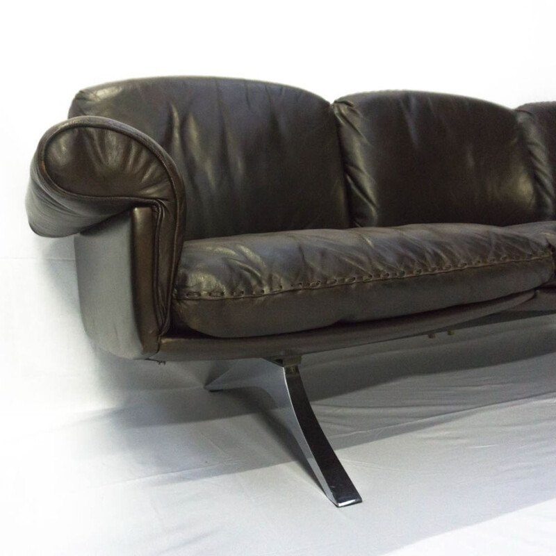 Vintage DS 31 brown leather 3-seater sofa by De Sede