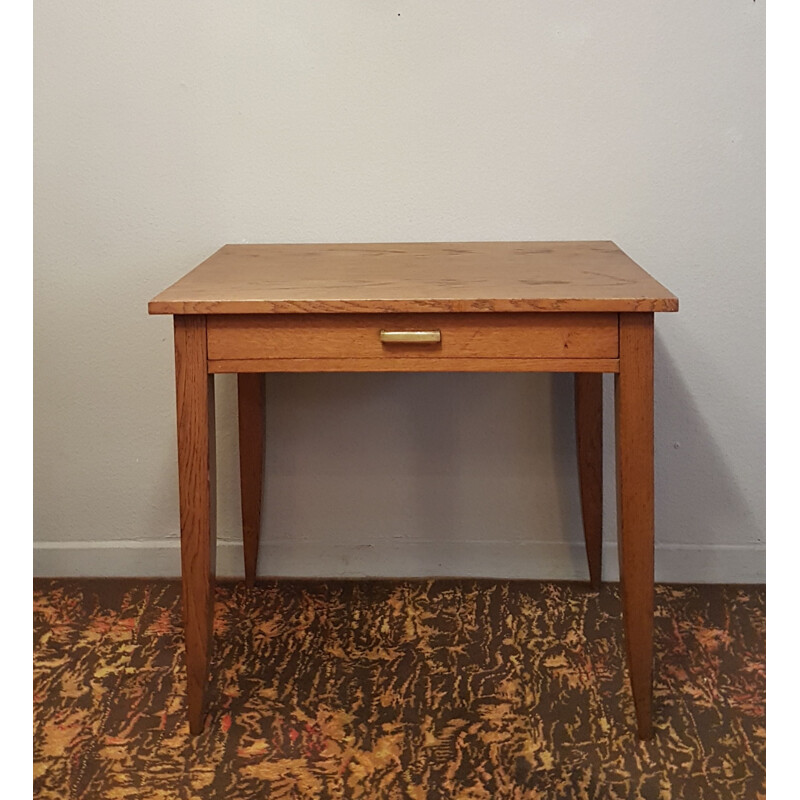 Vintage solid oak side table, Art Deco style