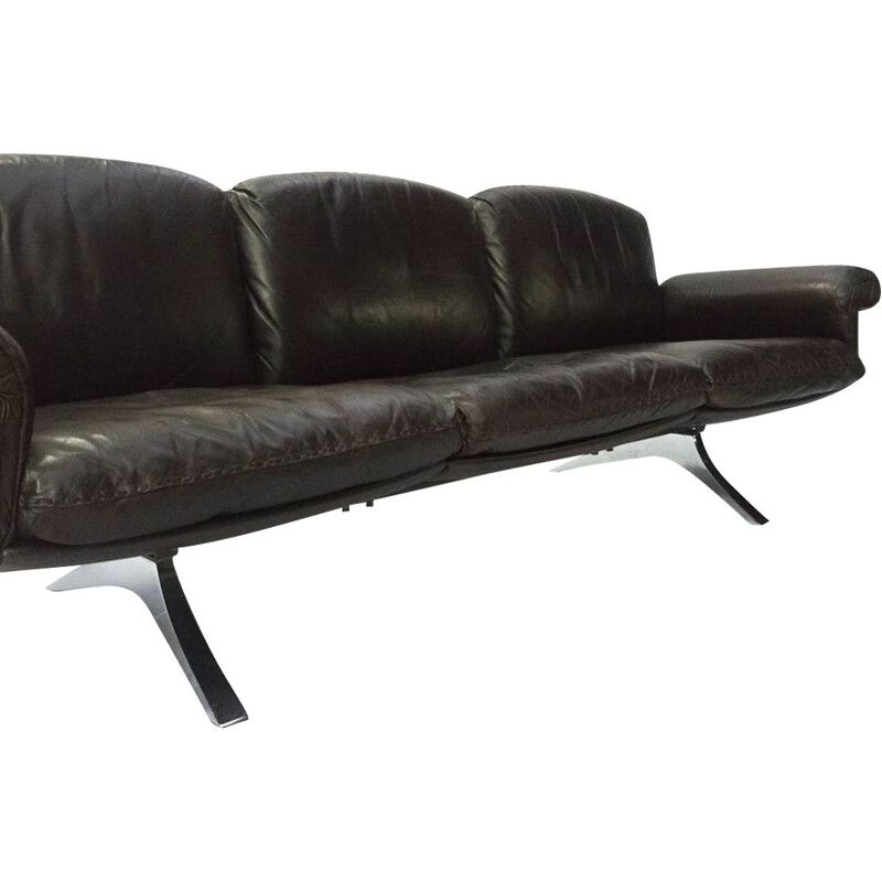 Vintage DS 31 brown leather 3-seater sofa by De Sede