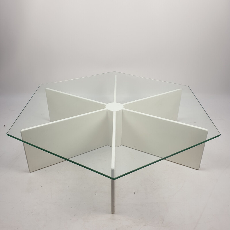 Contraplacado Vintage T878 e mesa de café em vidro de Pierre Paulin para Artifort, 1960