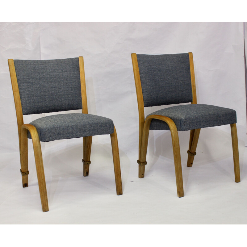 Set of 2 vintage Bow Wood chairs, Steiner publisher, 1950s