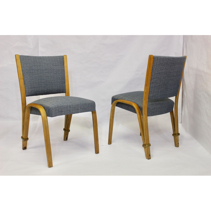 Set of 2 vintage Bow Wood chairs, Steiner publisher, 1950s