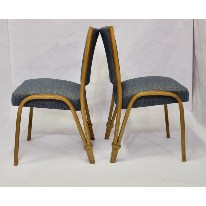 Set de 2 chaises Bow Wood vintage, édition Steiner, 1950