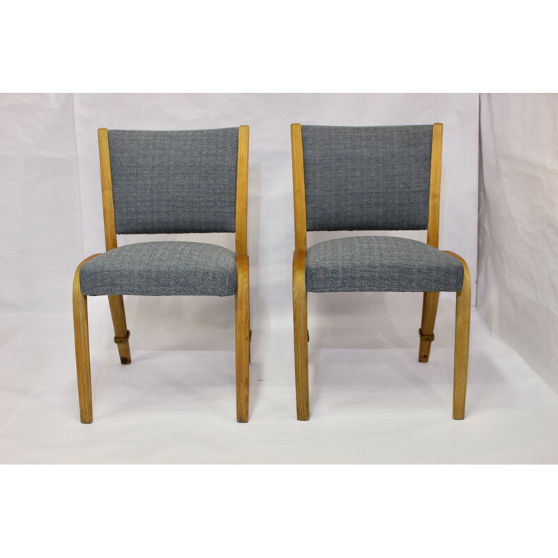 Set of 2 vintage Bow Wood chairs, Steiner publisher, 1950s