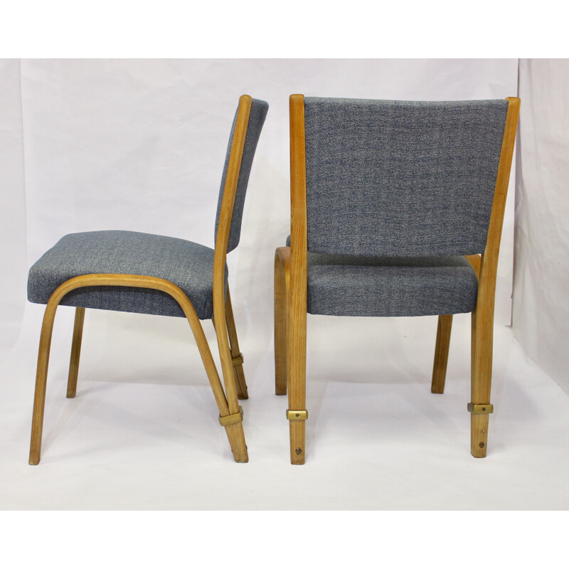 Set of 2 vintage Bow Wood chairs, Steiner publisher, 1950s