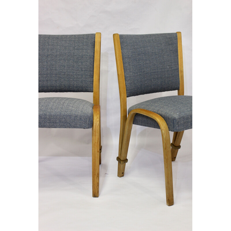 Set of 2 vintage Bow Wood chairs, Steiner publisher, 1950s