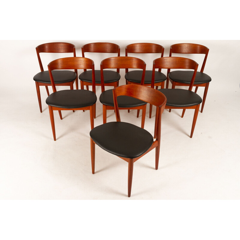 Lot de 8 chaises à repas vintage en teck de H. W. Klein pour Bramin, 1960