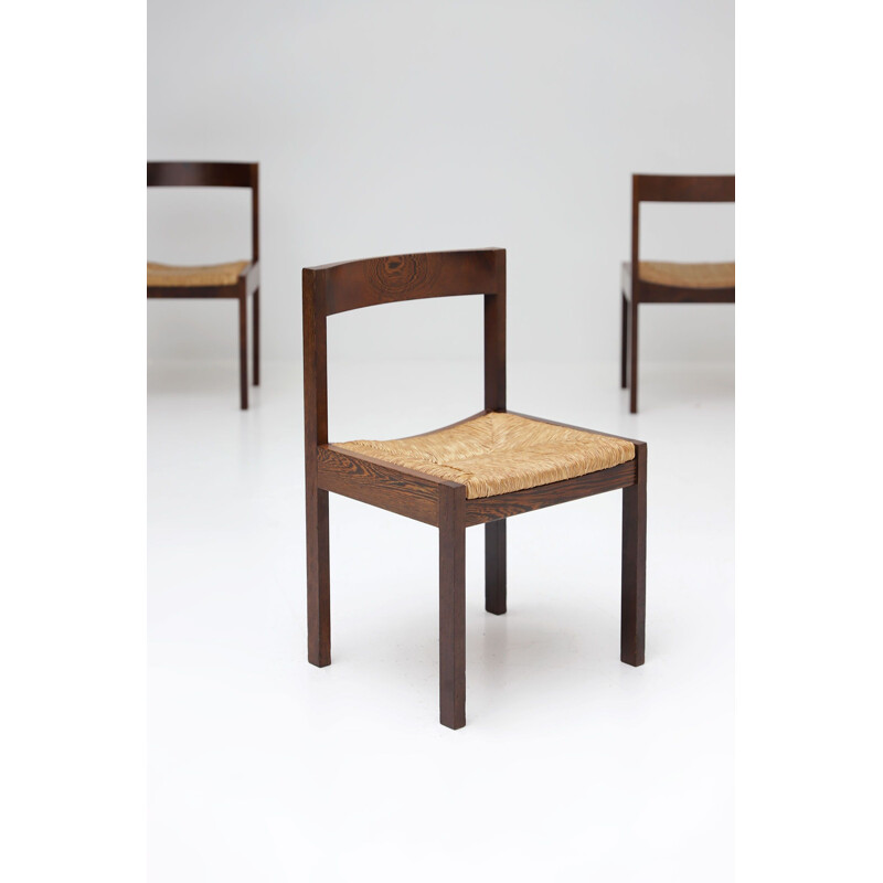 Set of 4 vintage wenge dining chairs by Martin Visser 