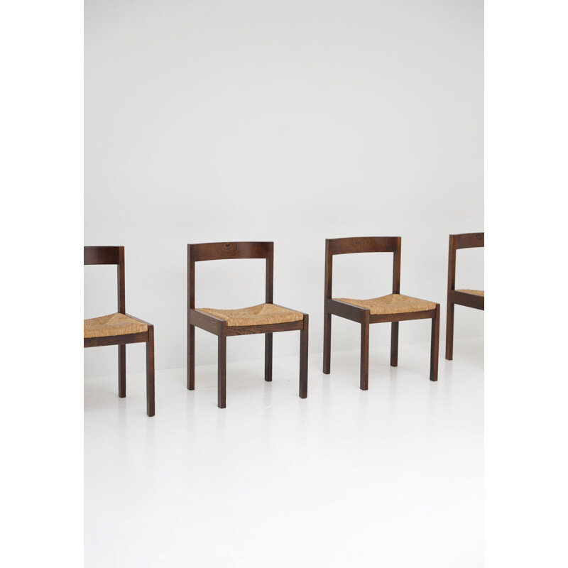 Set of 4 vintage wenge dining chairs by Martin Visser 