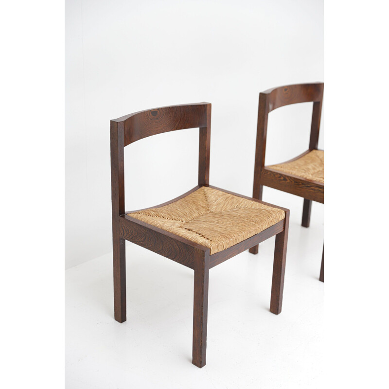 Set of 4 vintage wenge dining chairs by Martin Visser 