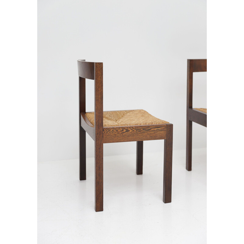 Set of 4 vintage wenge dining chairs by Martin Visser 