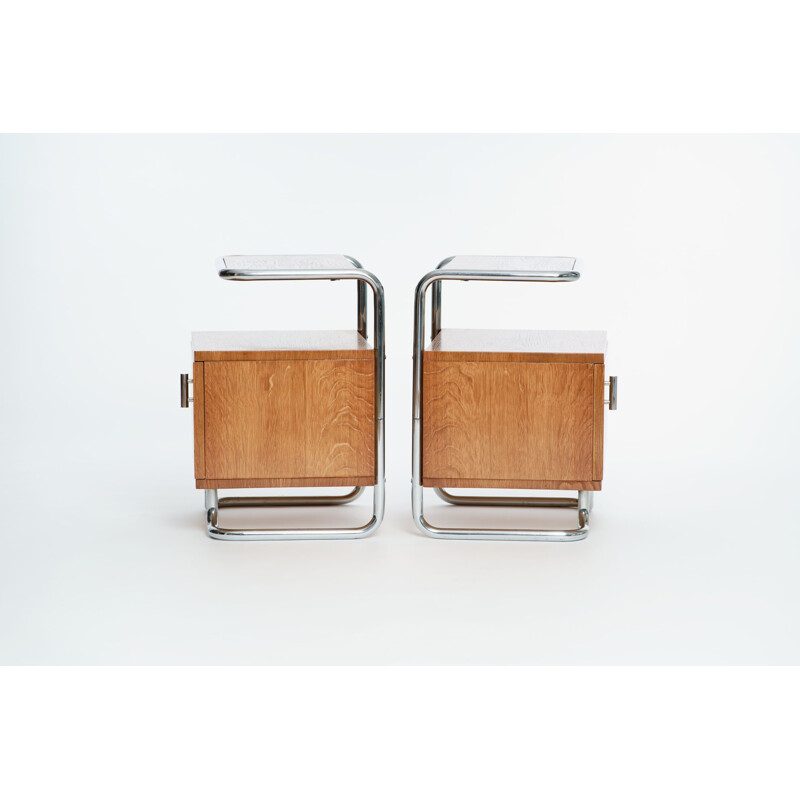 Pair of vintage Art Deco Chrome and Tubular Steel Sideboards from Kovona