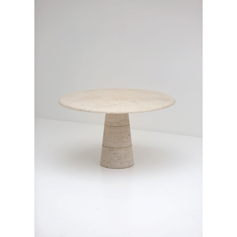 Vintage round "Up&Up" dining table in travertine 1970s