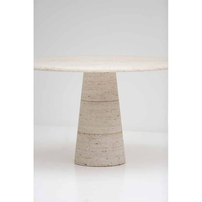 Vintage round "Up&Up" dining table in travertine 1970s