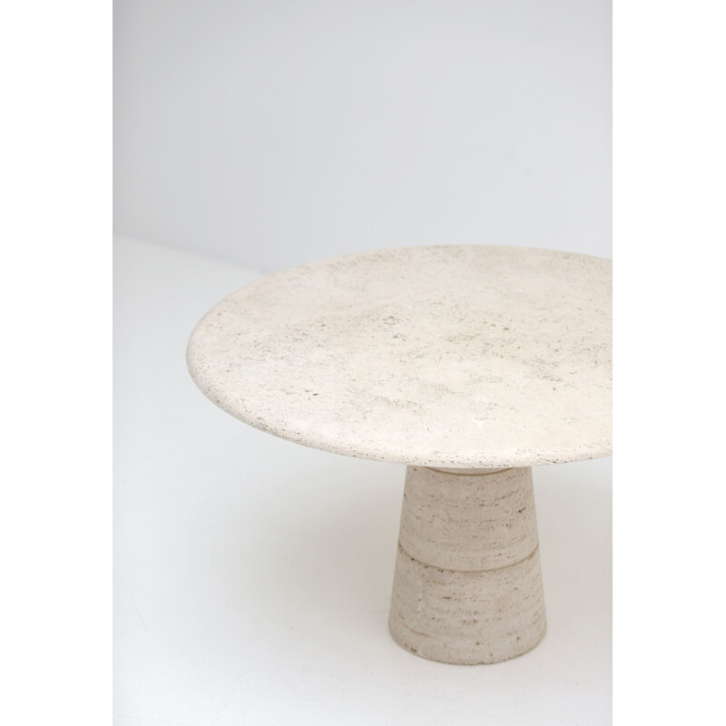 Vintage round "Up&Up" dining table in travertine 1970s