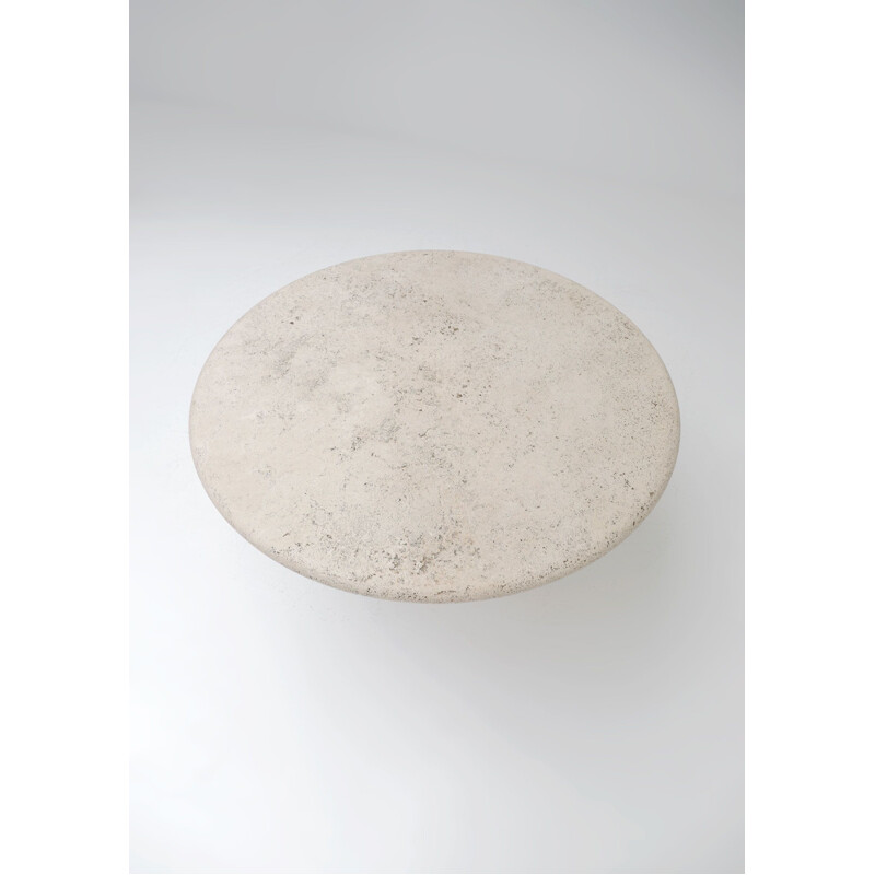 Vintage round "Up&Up" dining table in travertine 1970s