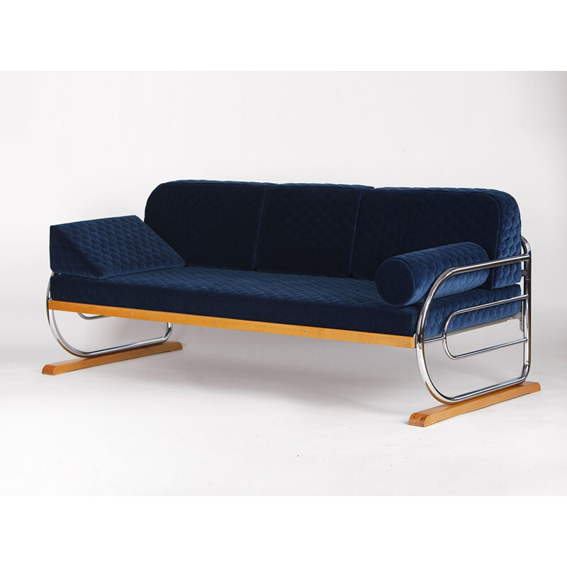 Vintage Art Deco Tubular Steel Couch Daybed from Hynek Gottwald, 1930s