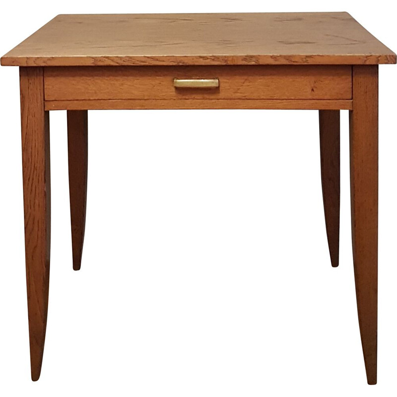 Vintage solid oak side table, Art Deco style