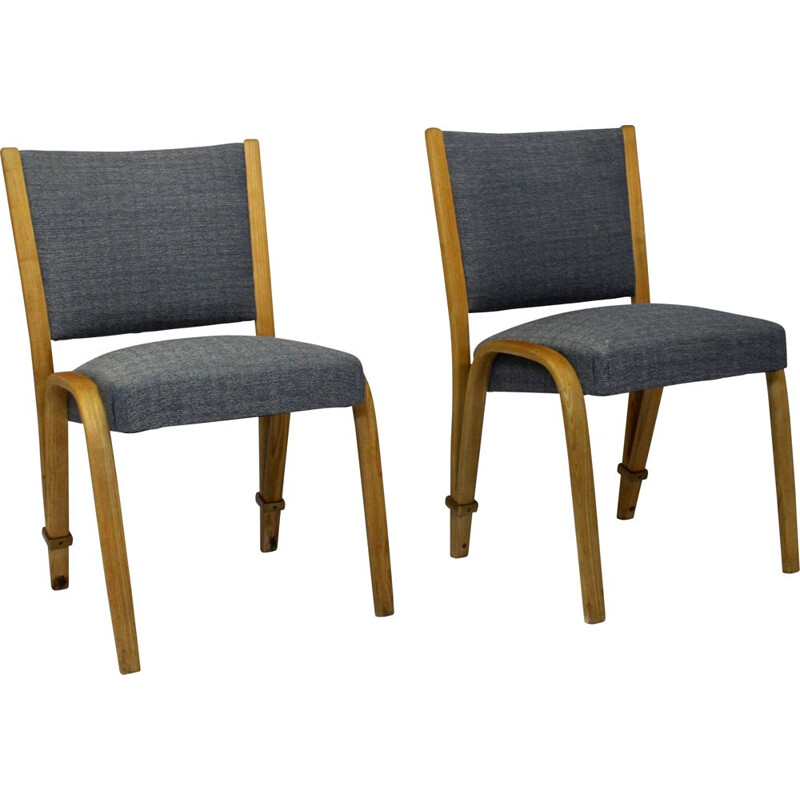 Set of 2 vintage Bow Wood chairs, Steiner publisher, 1950s