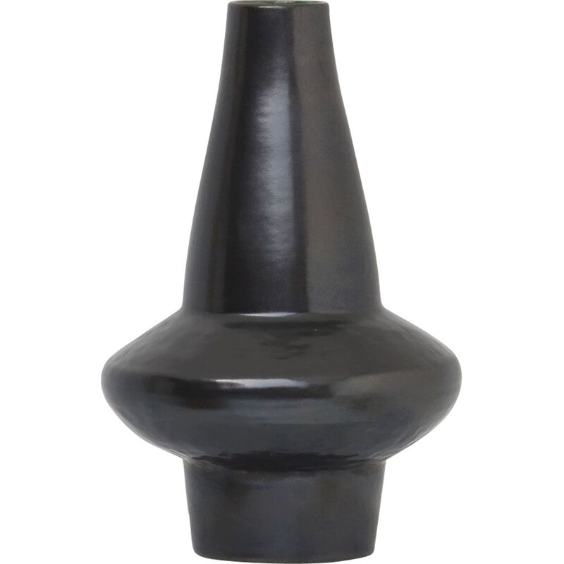 Vase vintage en céramique noir 1960s