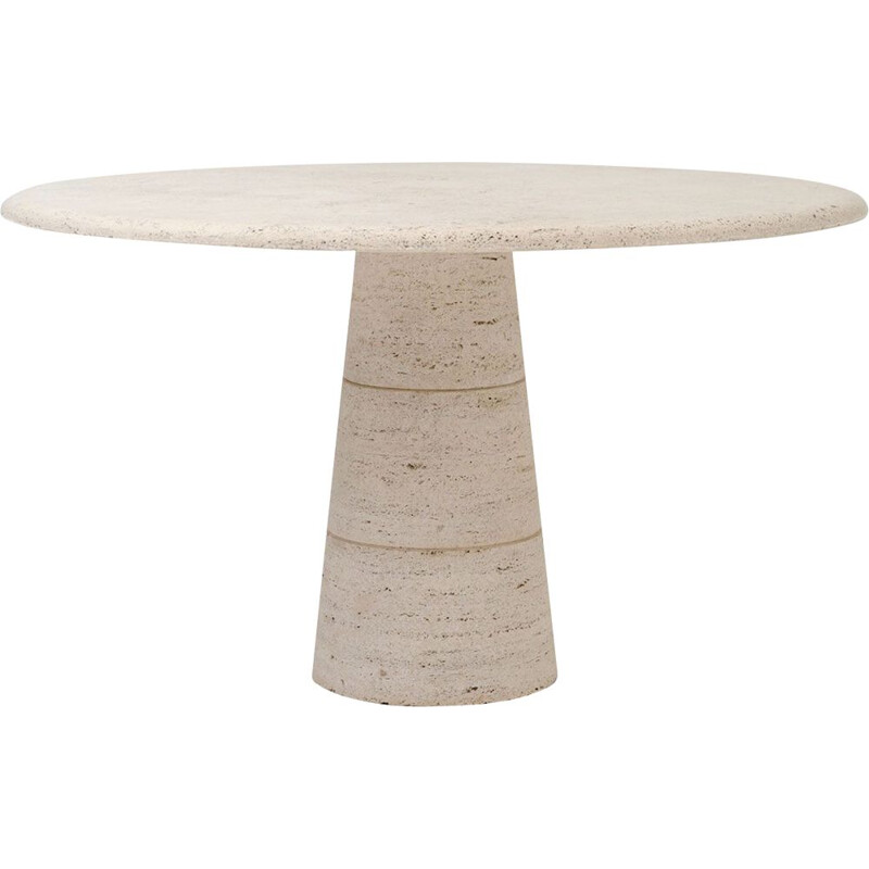 Vintage round "Up&Up" dining table in travertine 1970s