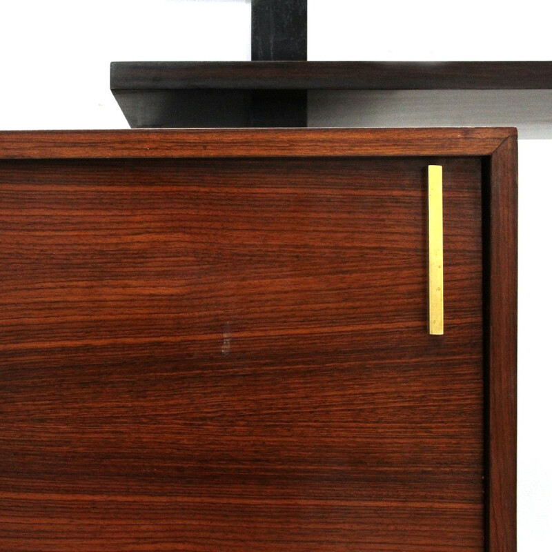 Vintage black uprights "Exstenso" wall unit by Amma, 1960s