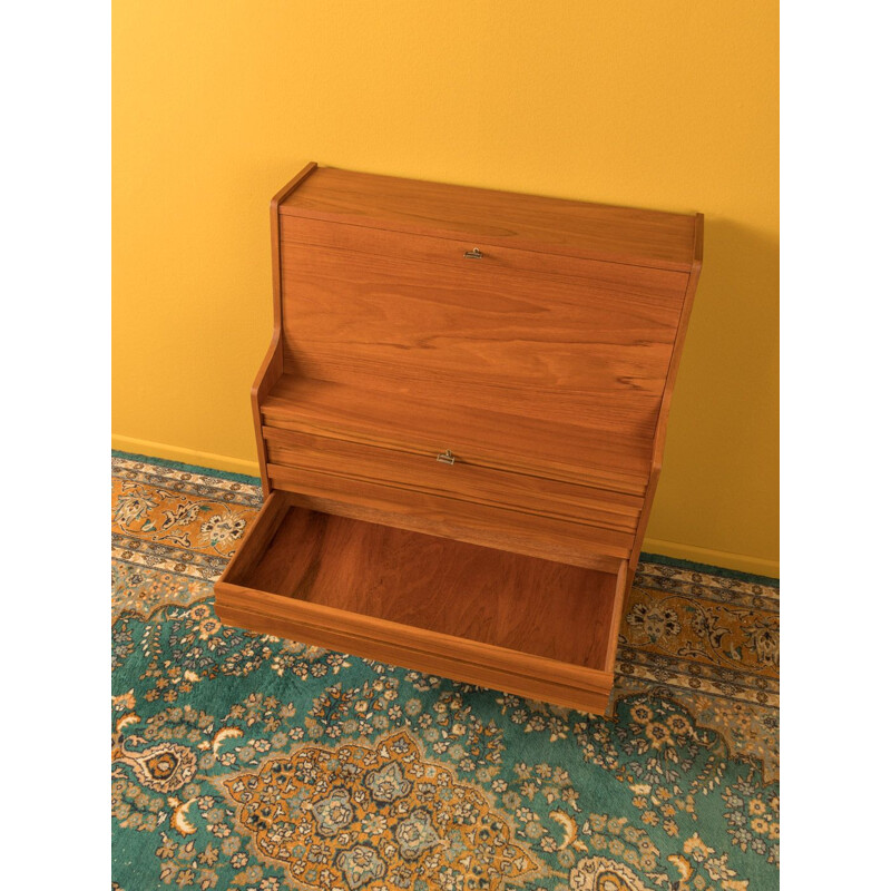 Vintage secretary desk in teak with folding work surface 1950s