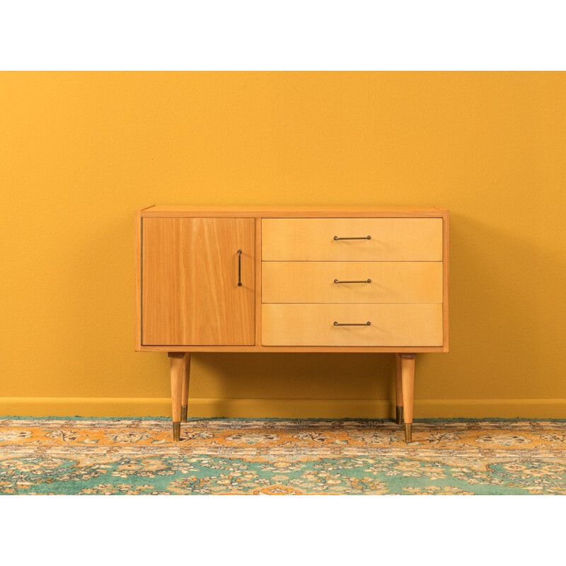 Vintage chest of drawers in ash veneer with 3 drawers 1950s